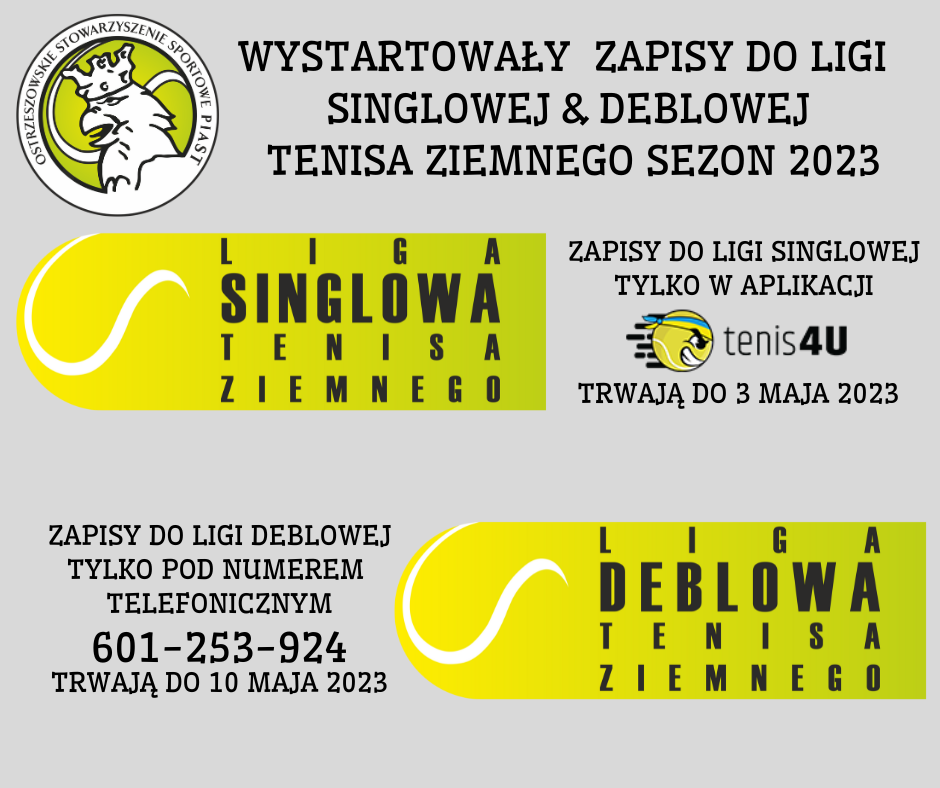 Wystartowały zapisy do ligi singlowej i deblowej